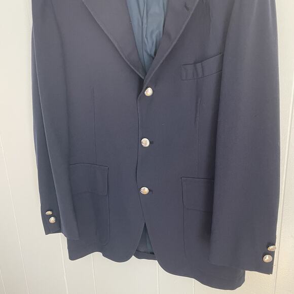 VTG Brooks Brothers Brooksgate Navy Blazer 40R Silver Buttons Preppy USA Ivy - Picture 5 of 14